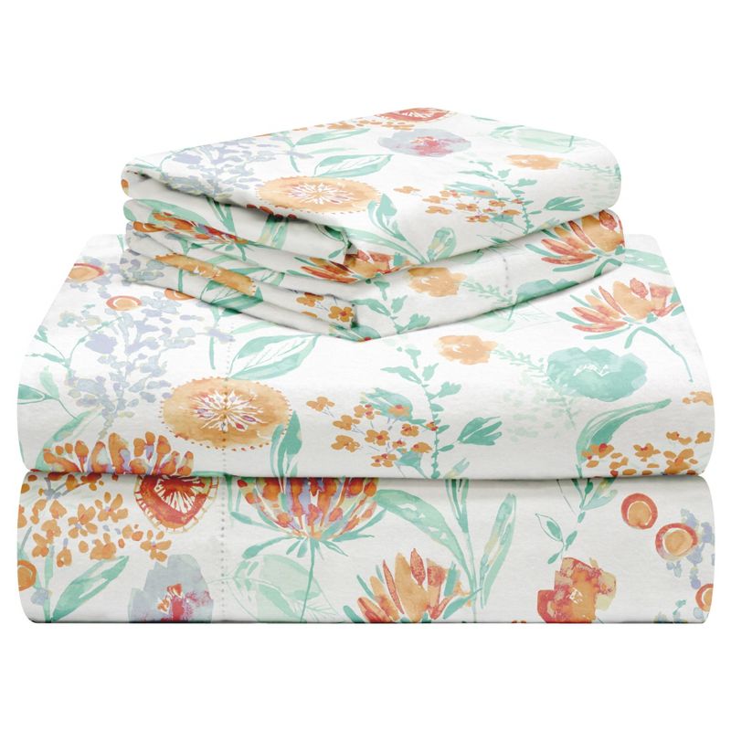 Pointehaven Ultra Super Soft Heavy Weight 190 GSM 100% Cotton Printed or Solid Flannel Deep Pocket Sheet Set, 1 of 5