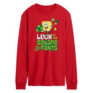 Men's - SpongeBob Squarepants - Luck Of The Square Pants Long Sleeve Graphic T-Shirt - 1 of 4