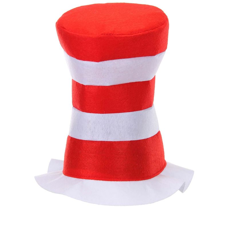 HalloweenCostumes.com    Dr. Seuss The Cat in the Hat Felt Red & White Striped Costume Hat for Kids, White/Red, 5 of 6