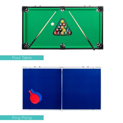Dark Wood 4-in-1 Multi Game Table with Pool, Foosball, Air Hockey, and Ping Pong