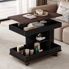 VYNXARIA Adjustable End Table with Wheels, Modern Multifunctional Sofa Side Table with Lift-Top£¬Black+Brown - 2 of 4
