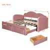 Twin Size Upholstered daybed with Cloud-Shaped Backrest, Trundle and 2 Drawers and USB Ports, Beige - 4 of 4