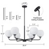 LLHZSY 35 2/5" Milky White Glass Globes Chandelier 6-Light Iron & Glass Fixture, Adjustable-Black - 3 of 4