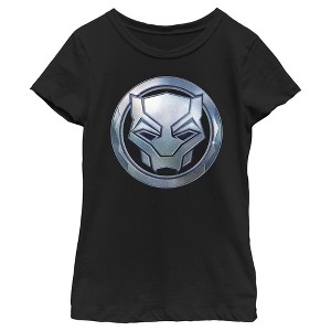 Girl's Black Panther: Wakanda Forever Metallic Panther Icon T-Shirt - 1 of 4