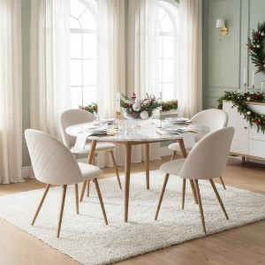 Homy Casa Modern Fabric Upholstered Dining Chairs with Wood-Look Metal Legs, (Set of 4) - 1 of 4
