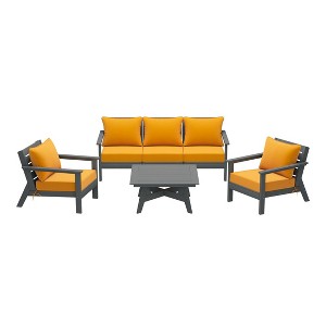 WestinTrends Avalon Outdoor 6-Piece Modular Sectional Patio Furniture Sofa Set, Gray/Yellow - 1 of 4