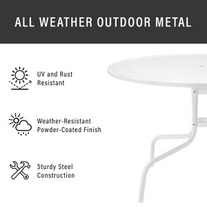 HomeStock Griffith 39" Outdoor Metal Dining Table White Satin - 1 of 4