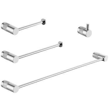 BWE 4-Piece Bath Hardware Set with Towel Bar Towel Hook and Toilet Paper Holder