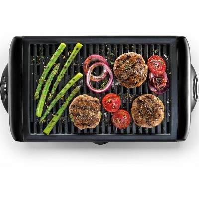 Electric Smokeless Indoor Grill w/ Non-Stick Cooking Surface & Adjustable Temperature Knob from Warm to Sear