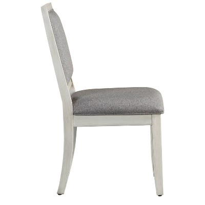 Set of 2 Gray Microfiber Upholstered Parsons Side Chairs with Wood Frame
