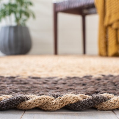 Natural Brown Oval Handwoven Cotton Area Rug 4' x 6'