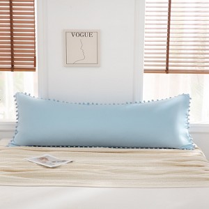 Pom-Pom Fringe Pillowcases & Body Pillow Cover – Soft Decorative Bedding Shams with Deep Pocket, Queen/King/Body Options - 1 of 4