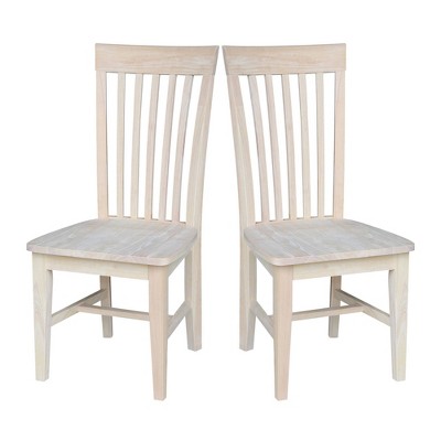 Set of 2 White High Slat Solid Wood Side Chairs