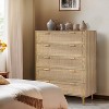 Finnhomy 4 Drawer Dresser for Bedroom 35.43” Wide Wooden Bedroom Dressers with Drawers, Rattan Dresser - 3 of 4