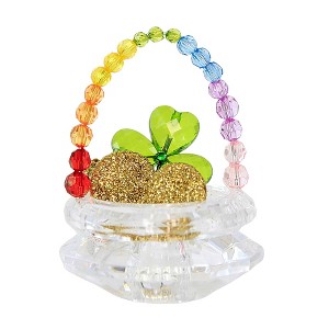 Crystal Expressions 2.75 In Rainbow Basket Figurine Saints Patrick's Day Irish Figurines - 1 of 3