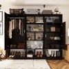 FUFU&GAGA Dark Armoires Multifunctional Wardrobe Storage Cabinet with Adjustable Shelves - 2 of 4