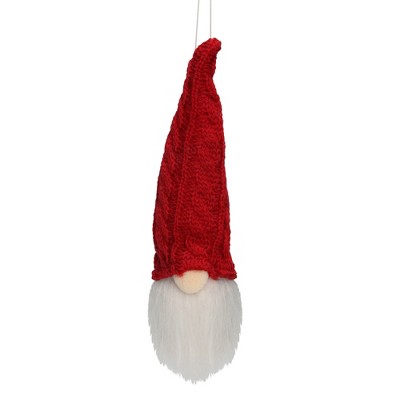 Northlight 6.25" Red and White Gnome Head with Hat Hanging Christmas Ornament