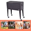 Costway Outdoor Rattan 80QT Party Portable Rolling Cooler Cart Ice Beer Beverage Chest - 4 of 4