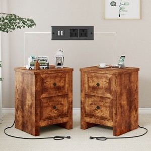 AMERLIFE Nightstand Set of 2 with Charging Station - 1 of 4