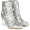 Perphy Women's Sparkly Glitter Upper Side Zipper Clear Block Heel Ankle Booties - 3 of 4