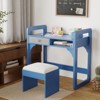 Desk and Chair Set, Study Desk, Wooden Writing Table with Cloth Drawers and Pen Holder - 4 of 4