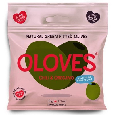 OLOVES Gluten Free and Vegan Chili & Oregano Pitted Green Olives - 1.1oz