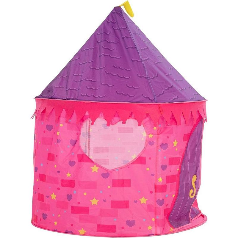 Syncfun Girls Princess Pink Castle Play Tent with Princess Crown Pop Up Play Tent Kids Indoor Outdoor Playhouse Tent Set, 4 of 8