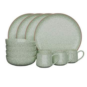American Atelier 12 Pc Dinnerware Set Stoneware Dishes, Dinner Plate, Side Plate, Bowl, and Mug, Service for 4, Microwave and Dishwasher Safe
