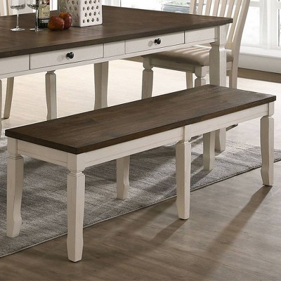 Weathered Oak and Cream Traditional Dining Bench
