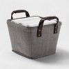 Recycled Polyester Fabric Bin with Faux Leather Handles Gray - Threshold™ - image 3 of 4