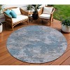 Denim Blue And Gray Abstract Washable Indoor Outdoor Area Rug - 2 of 4