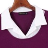 Women's Contrast Collared Shirts Patchwork Work Blouse Tunics Tops - 4 of 4