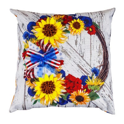 Americana Floral Wreath Interchangeable Pillow Cover