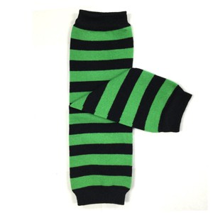 Wrapables Colorful Baby & Toddler Leg Warmers 1, Stripes Kelly Green and Black - 1 of 2