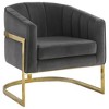 Velvet and Metal Accent Chair with Tufted Barrel Back, Padded Cushion and Sturdy Frame for Living Room - 2 of 4