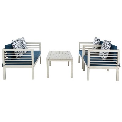 Barcelona Breeze 6-Person Transitional Outdoor Conversation Set, Blue and White