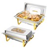 ROVSUN 9QT Chafing Dishes for Buffet, Stainless Steel Chafing Dish Buffet Set with Glass Window [Elegant Gold and Silver Colors] for Party Wedding - 3 of 4