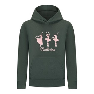 Everyday Kids Ballerina Girls Pullover Hoodie – Pink Dancer Silhouette Ballet Sweatshirt - 1 of 4