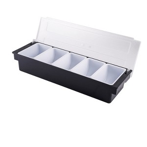 Aoibox 5-Compartment Plastic Food Dispenser with Lid, Ice-Cooled Serving Tray for Fruits, Veggies, Condiments at Home, Work, or Restaurants (Black) - 1 of 4