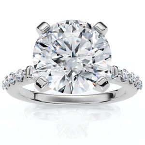 Pompeii3 Certified 3Ct Diamond & Baguette Accent Diamond Ring 14k Gold or Pt Lab Created - 1 of 4