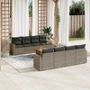 vidaXL Patio Sofa Set with Cushions Outdoor Furniture 9 Piece Poly Rattan - Gray - 2 of 4