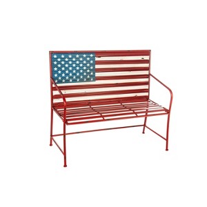 American Flag Corrugated Metal Bench - 1 of 3