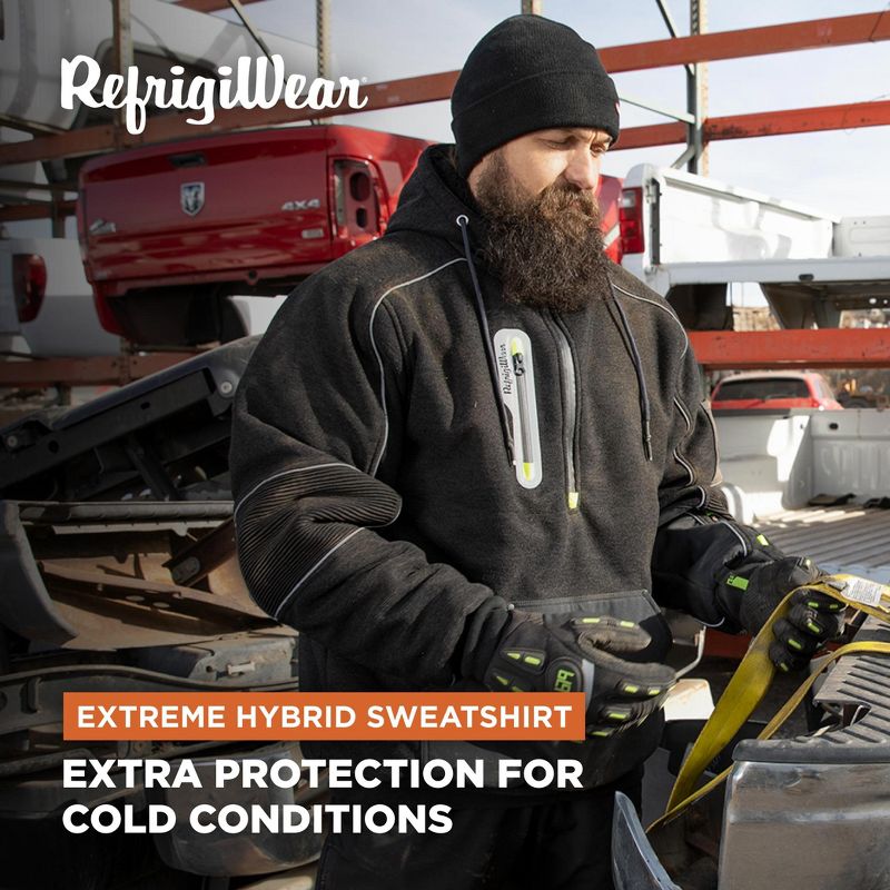 RefrigiWear Men's Extreme Hybrid Pullover Sweatshirt Reflective Insulated Hoodie, 3 of 8