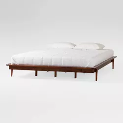 Boho Solid Wood King Platform Bed Walnut - Saracina Home