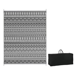 Resenkos Floor Mat Carpet,Indoor Door Mat,Reversible Outdoor Rug Carpet RV Camping Rugs with Carry Bag, 8' x 10', Gray & Cream White Boho 120" Gray - 1 of 4