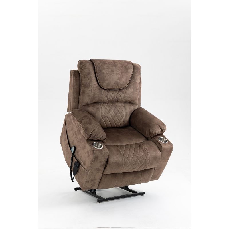 Leisure PU Leather/Velvet Electric Lift Chair, Relaxation Sofa Chair Electric Recliner for the Elderly - ModernLuxe, 2 of 7