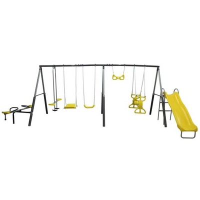 XDP Recreation Rising Sun Kids Metal Outdoor Playground Swing Set & Playset