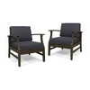 VYNXARIA Dark Gray Acacia Wood Club Chairs Set of 2 - Stylish Outdoor Seating with Slat Panel Design - 2 of 4
