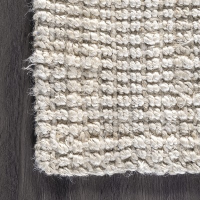 Coastal Charm Handwoven Jute 8' Square Area Rug in Off-White