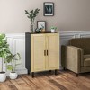 NicBex Sideboard Cabinet with 2 Rattan Doors Farmhouse Kitchen Buffet Cabinet with Adjustable Shelves for Kitchen,Living Room,Black+Natural - 2 of 4